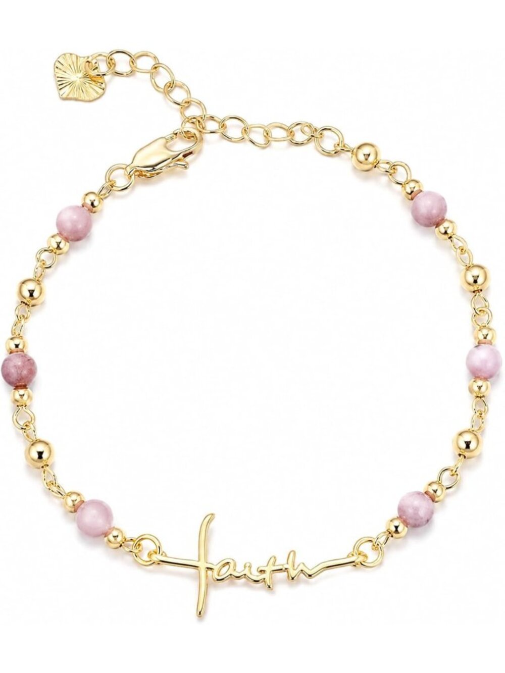Elegant Gold Plated Virgin Mary Rosary Bracelet for Women - Catholic Cross